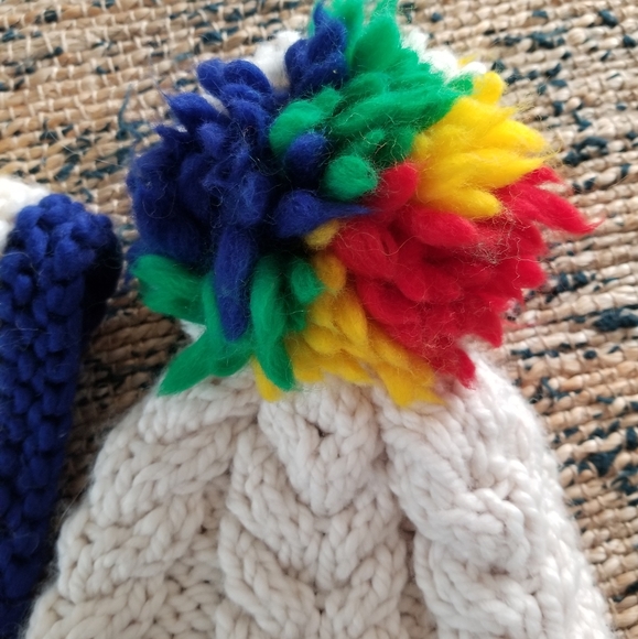 Handmade Ooak Hudson Bay Stripped Knit Poncho and Hat - Picture 5 of 8